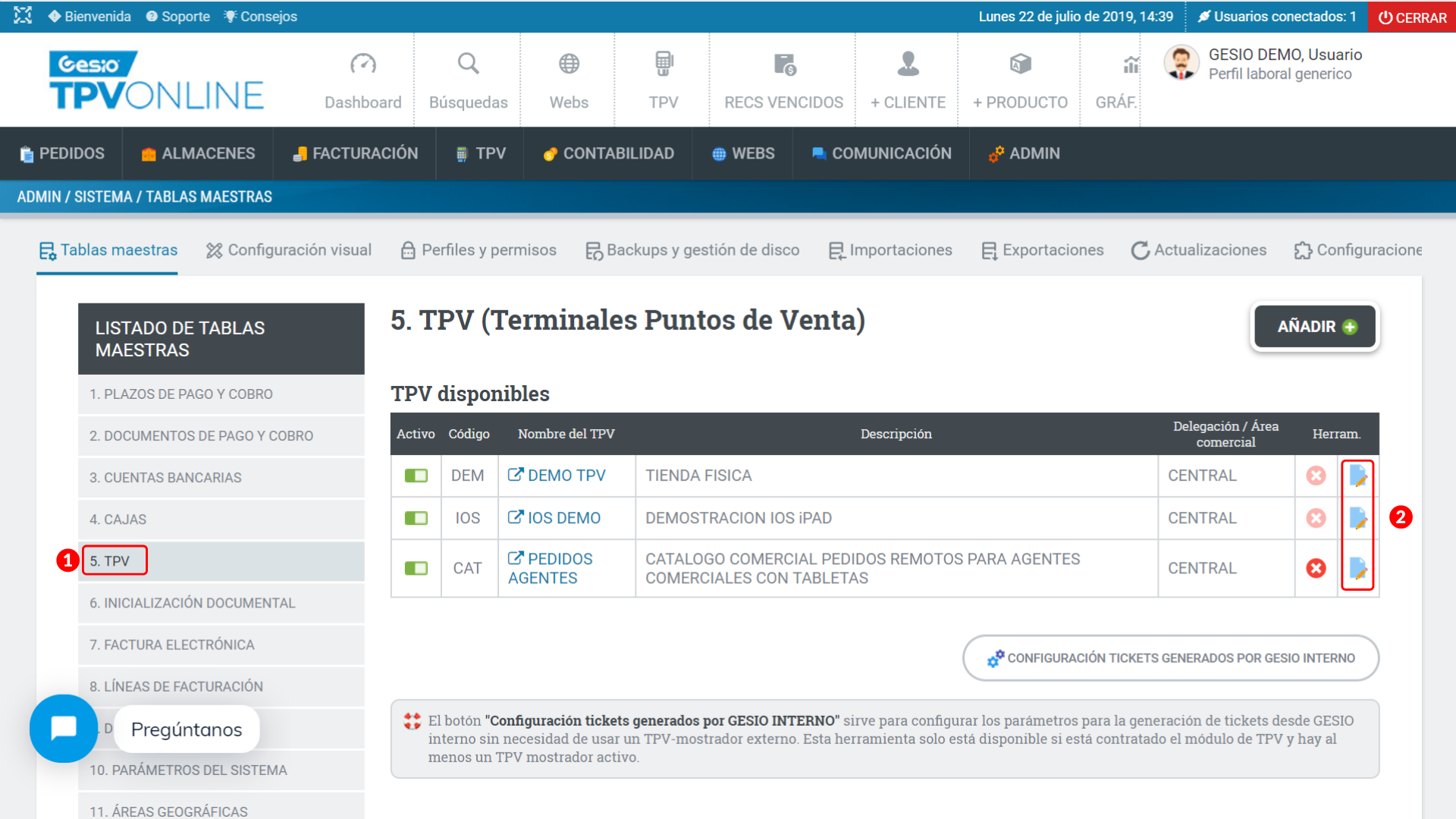 Configurar Tickets Acciones Básicas Manual Tpvonline Gesio 9178